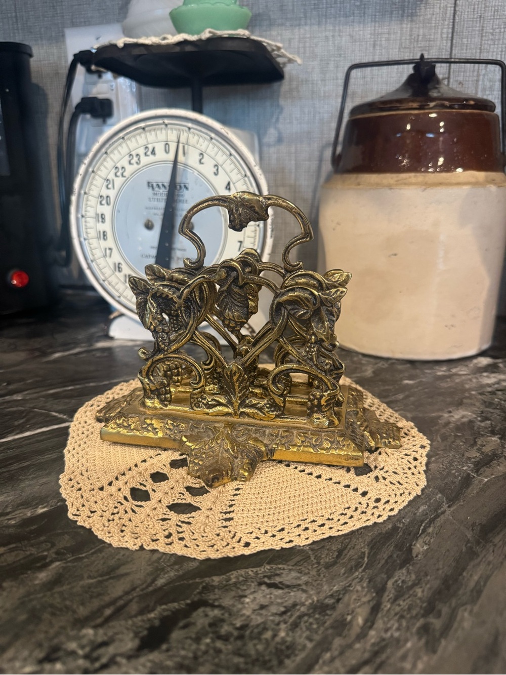 Vintage Heavy Ornate Brass Letter Holder Made in England | Hollywood Regency